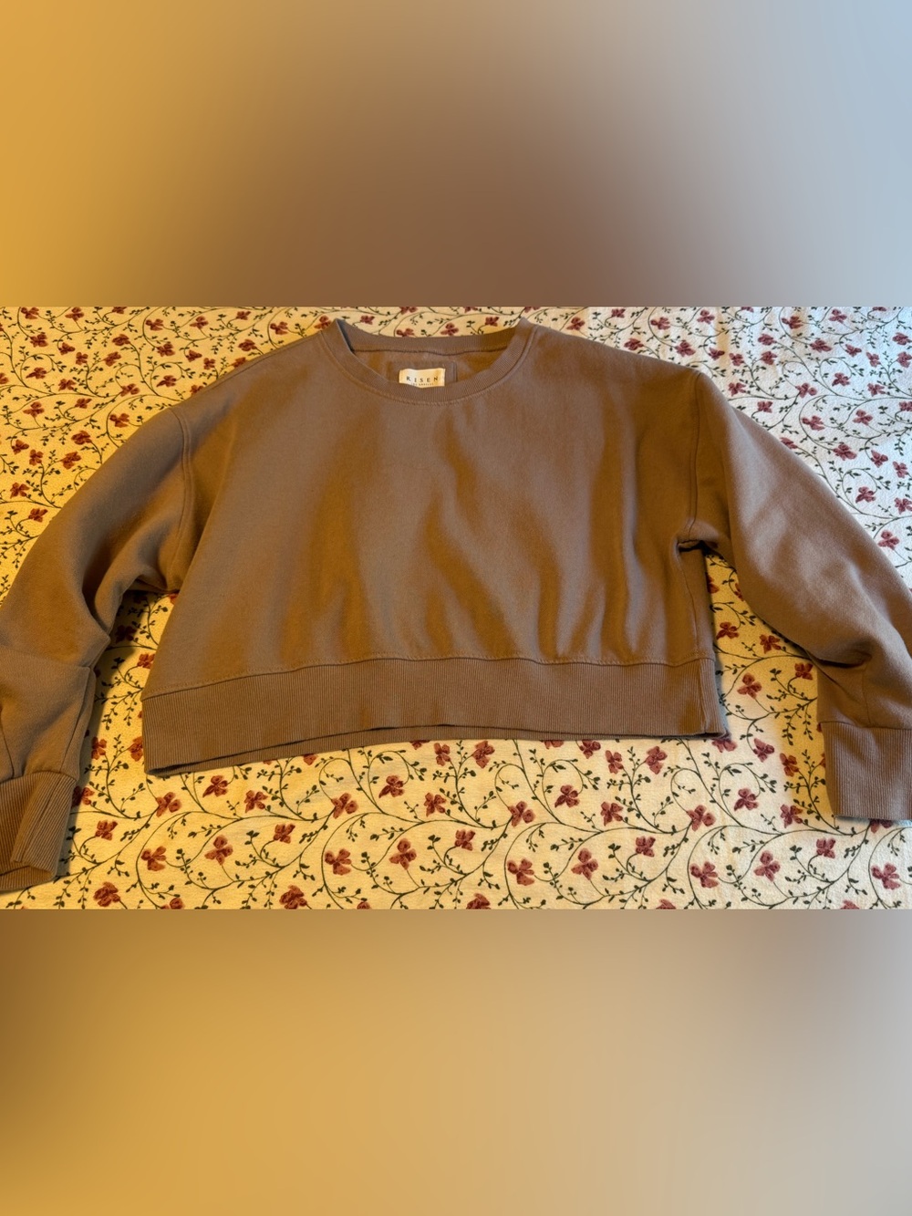 Risen cropped crew neck with poofy sleeves